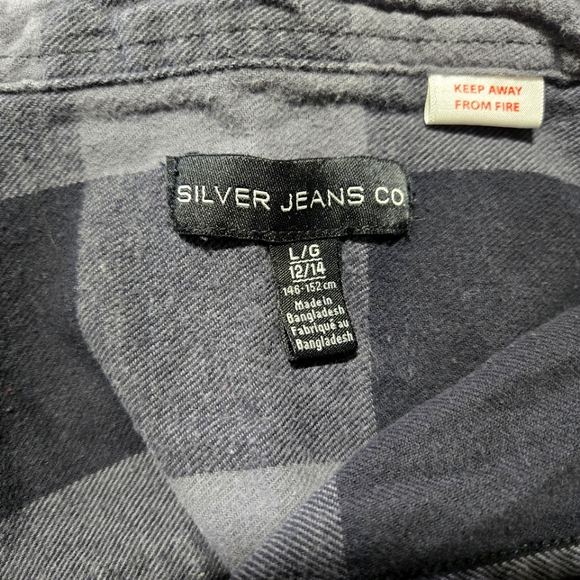 Silver Jeans Grey and Black Plaid, YL - Picture 2 of 3